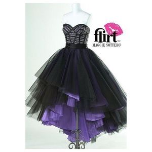 Maggie Sottero High Low Purple & Black Prom Dress